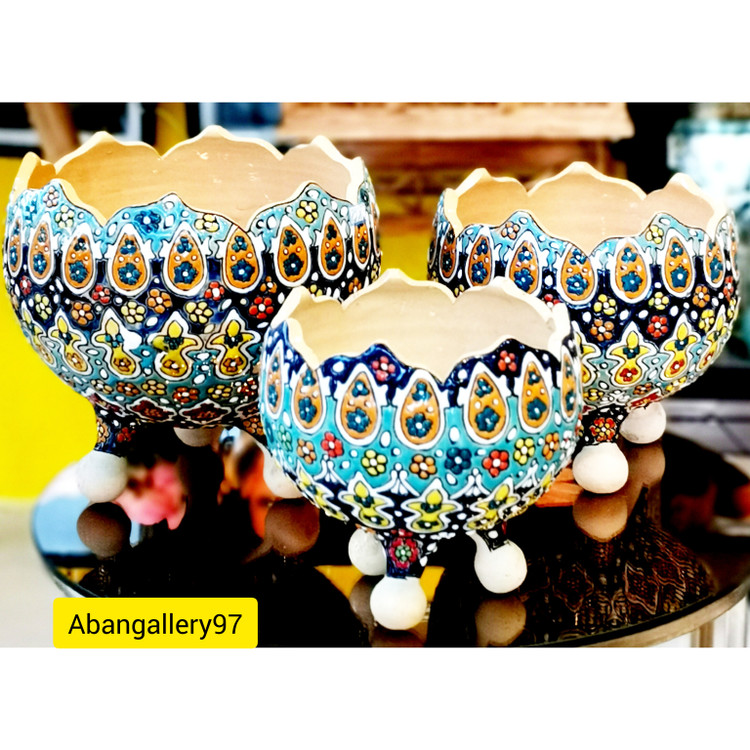 میوه خوری سه تکه مینا کاری