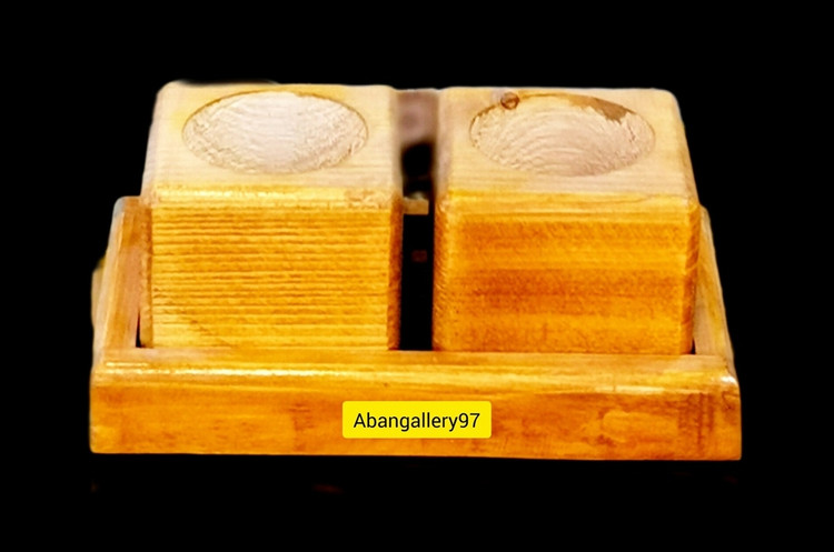 گلدان چوبی دو قلو