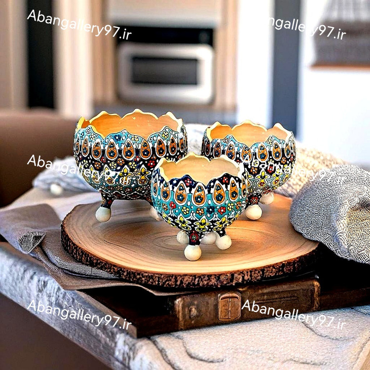 میوه خوری سه تکه مینا کاری