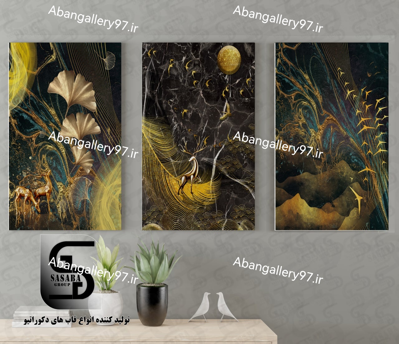 تابلو دکوراتیو سه تکه 60*40 درجه1