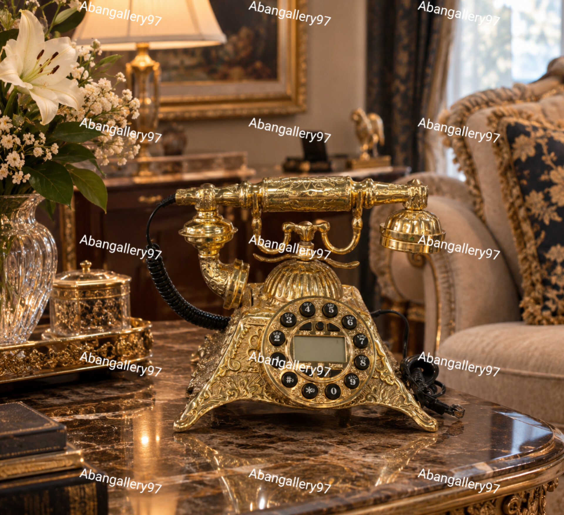 تلفن رو میزی برنجی