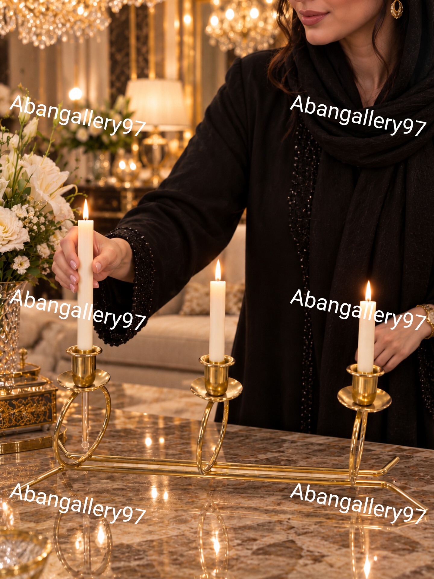 جا شمعی سه شعله آبکاری درجه یک